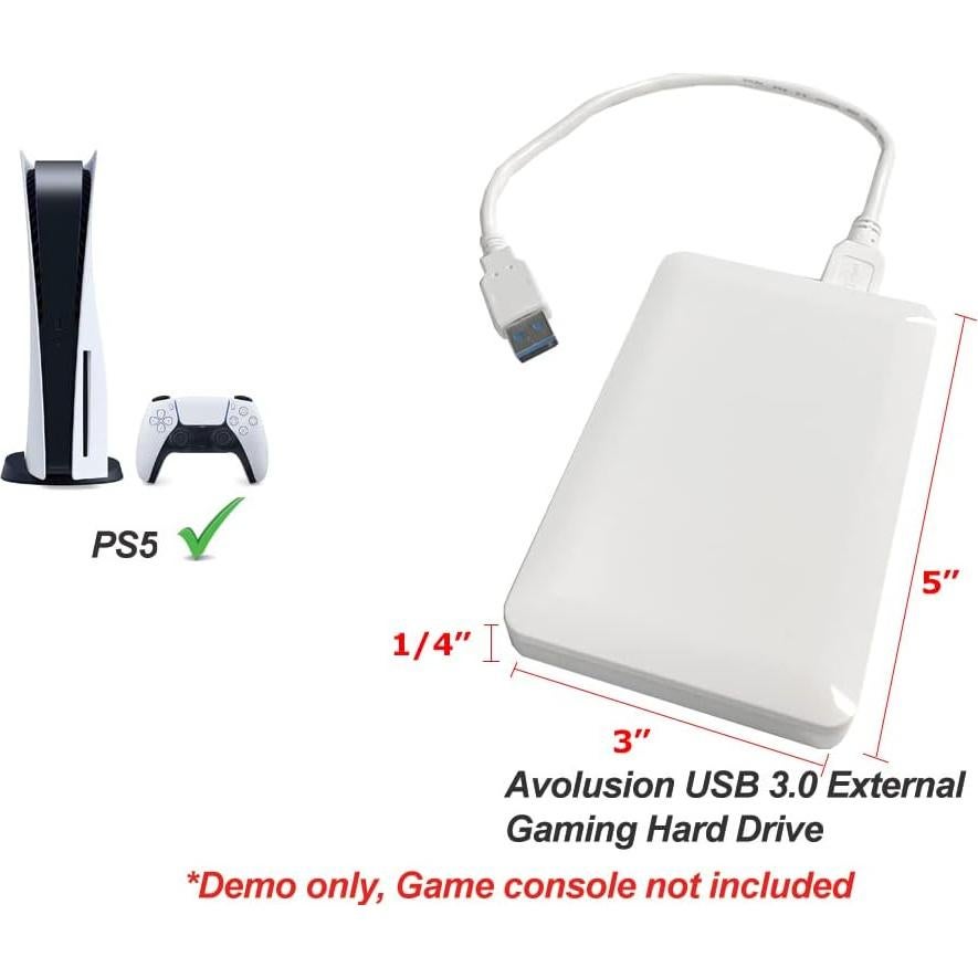 Disco Duro Externo Avolusion 2TB USB 3.0 Blanco para PS5/PS4
