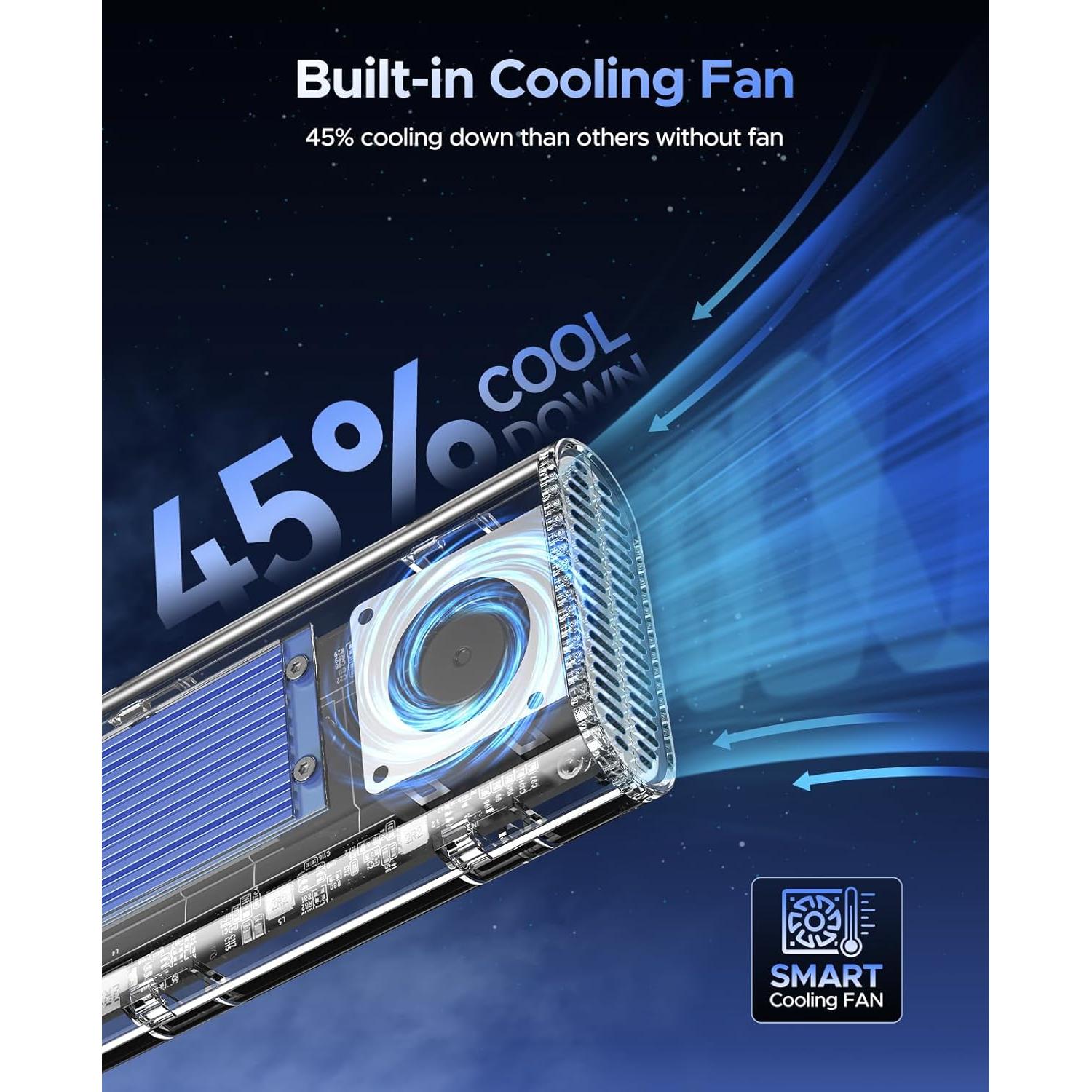 Carcasa SSD M.2 NVMe ORICO TCM2-U4-BL 40Gbps con Ventilador