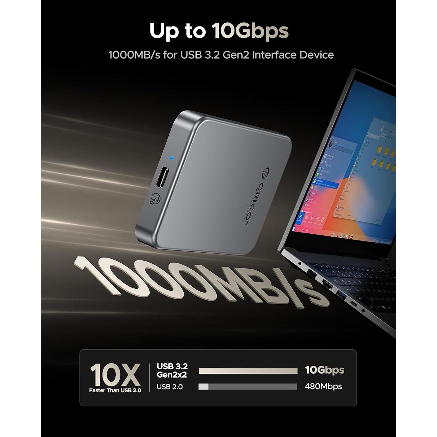 ORICO K10 1TB SSD Externo USB 3.2 Carga PD100W 4K