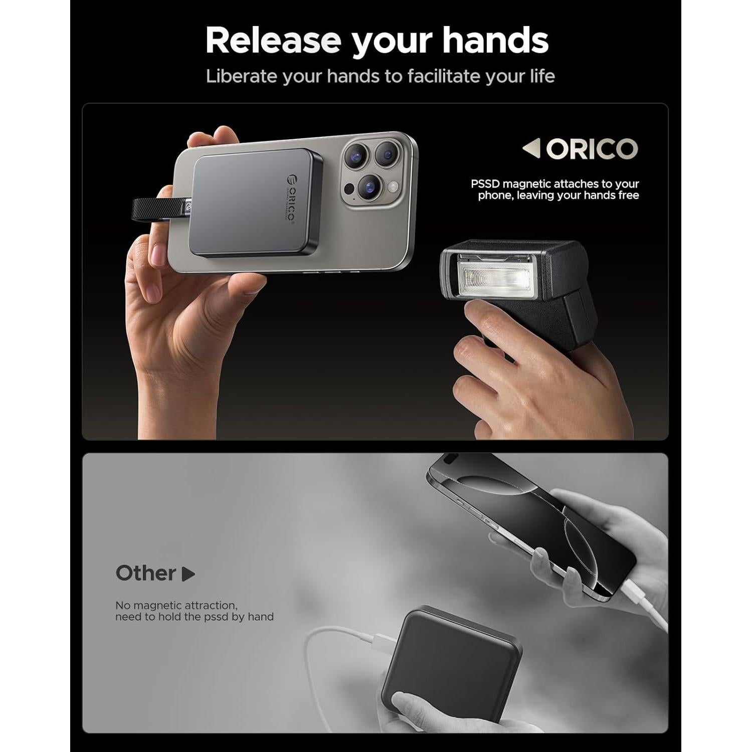 ORICO K10 1TB SSD Externo USB 3.2 Carga PD100W 4K