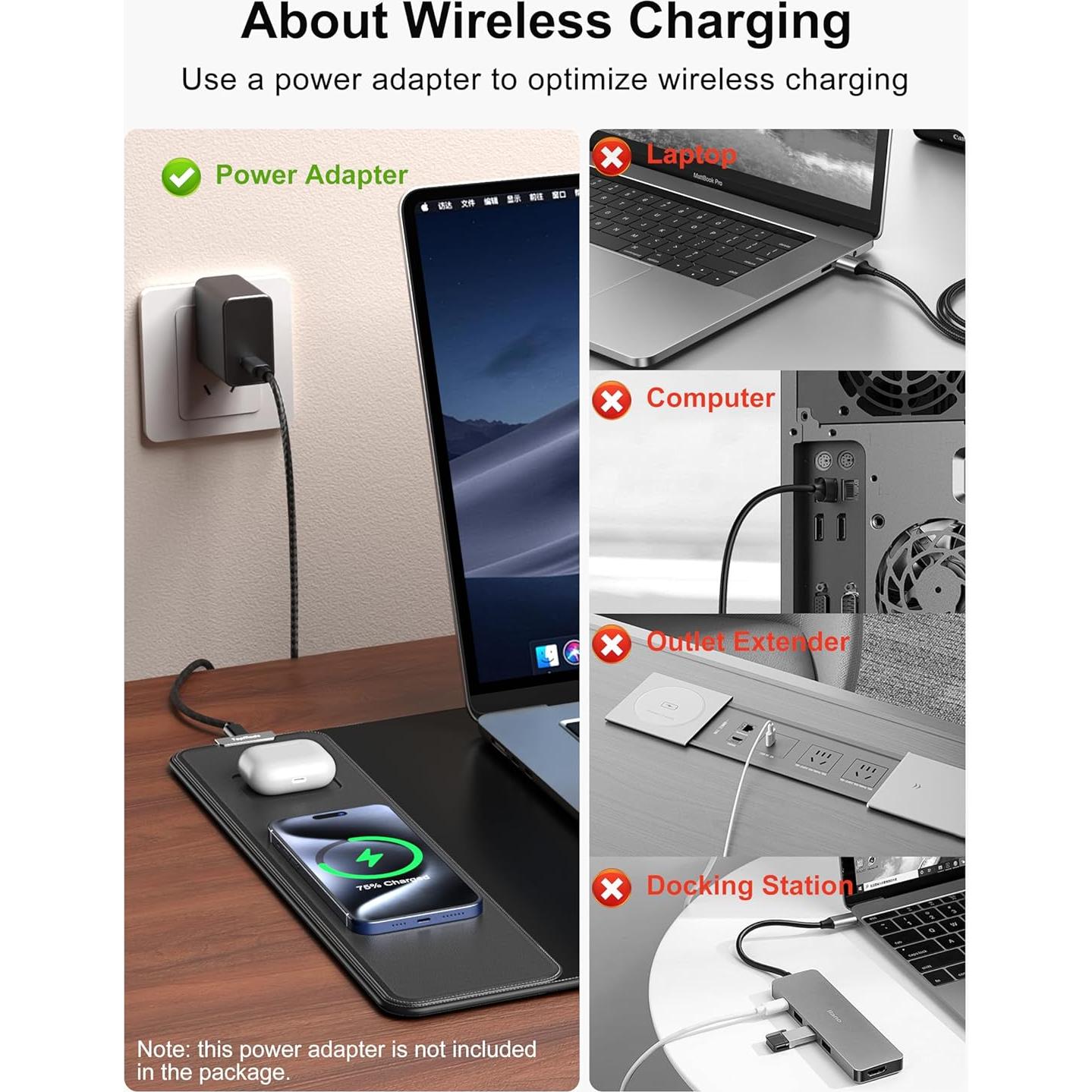 Alfombrilla de Ratón XXL TopMade con Carga Inalámbrica 15W