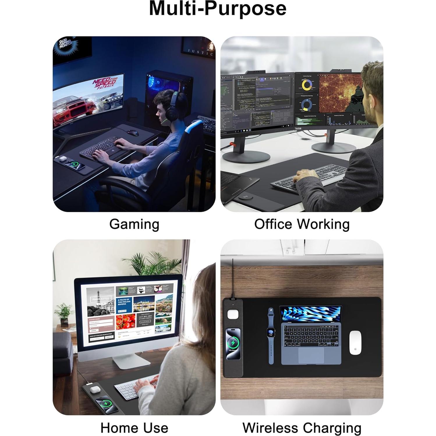 Alfombrilla de Ratón XXL TopMade con Carga Inalámbrica 15W