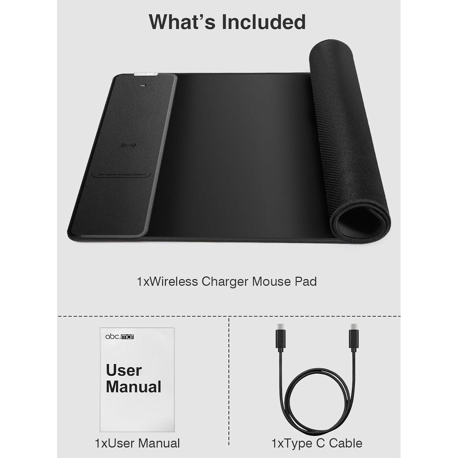 Alfombrilla de Carga Inalámbrica 80x40cm abc.mat Negra