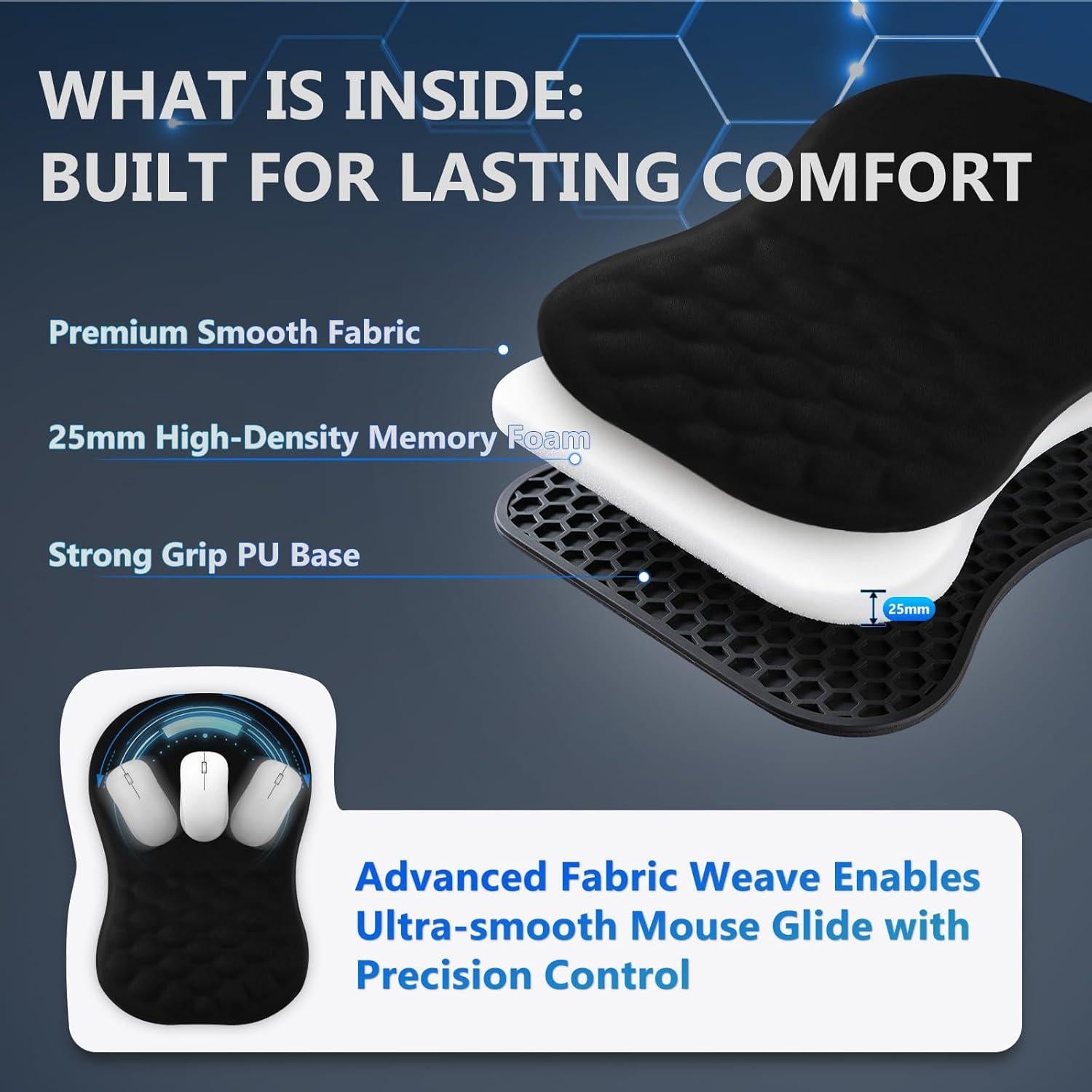 Alfombrilla de Ratón Ergonómica Zylentix con Reposamuñecas 30.48x20.32cm