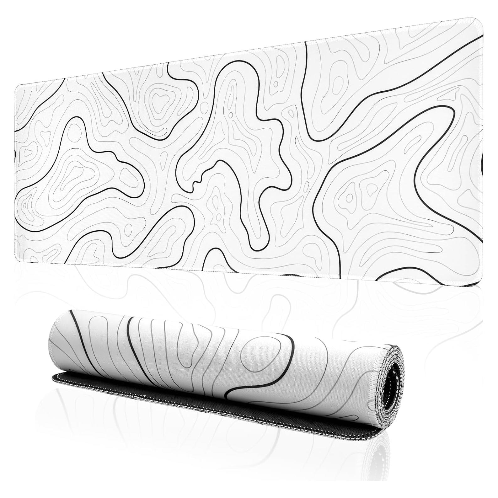 Alfombrilla de Ratón Grande ZXUZKEA Topográfica Blanca 80x30cm