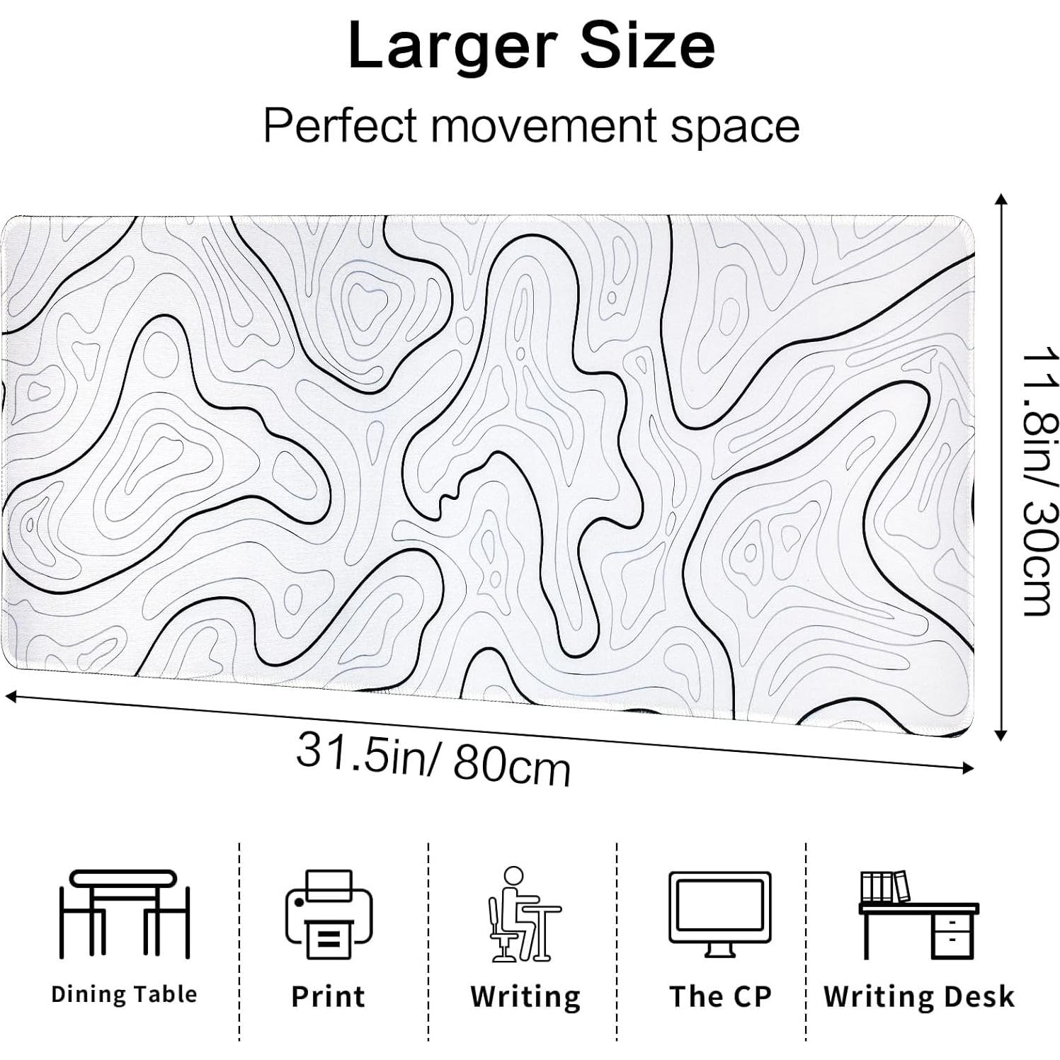 Alfombrilla de Ratón Grande ZXUZKEA Topográfica Blanca 80x30cm