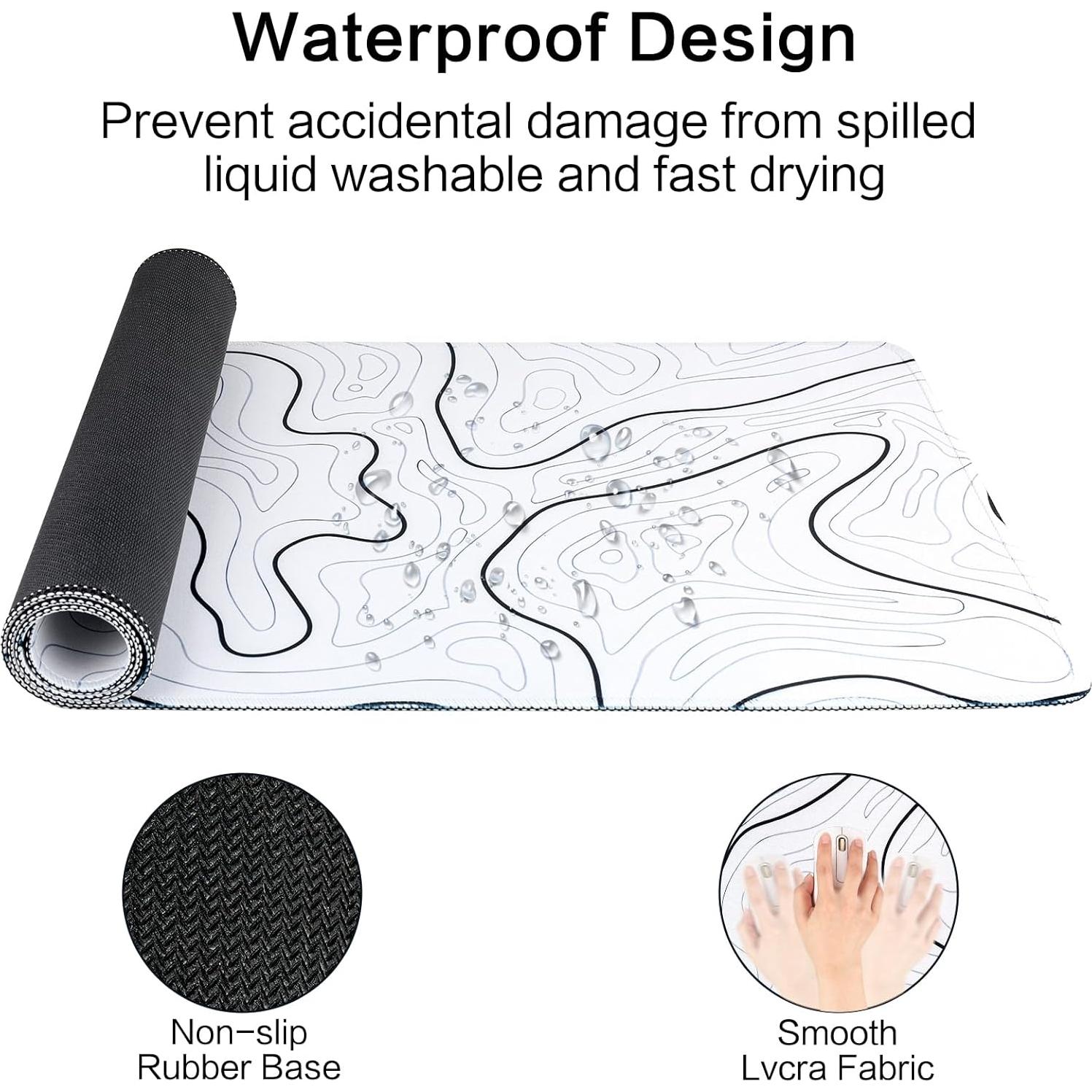 Alfombrilla de Ratón Grande ZXUZKEA Topográfica Blanca 80x30cm