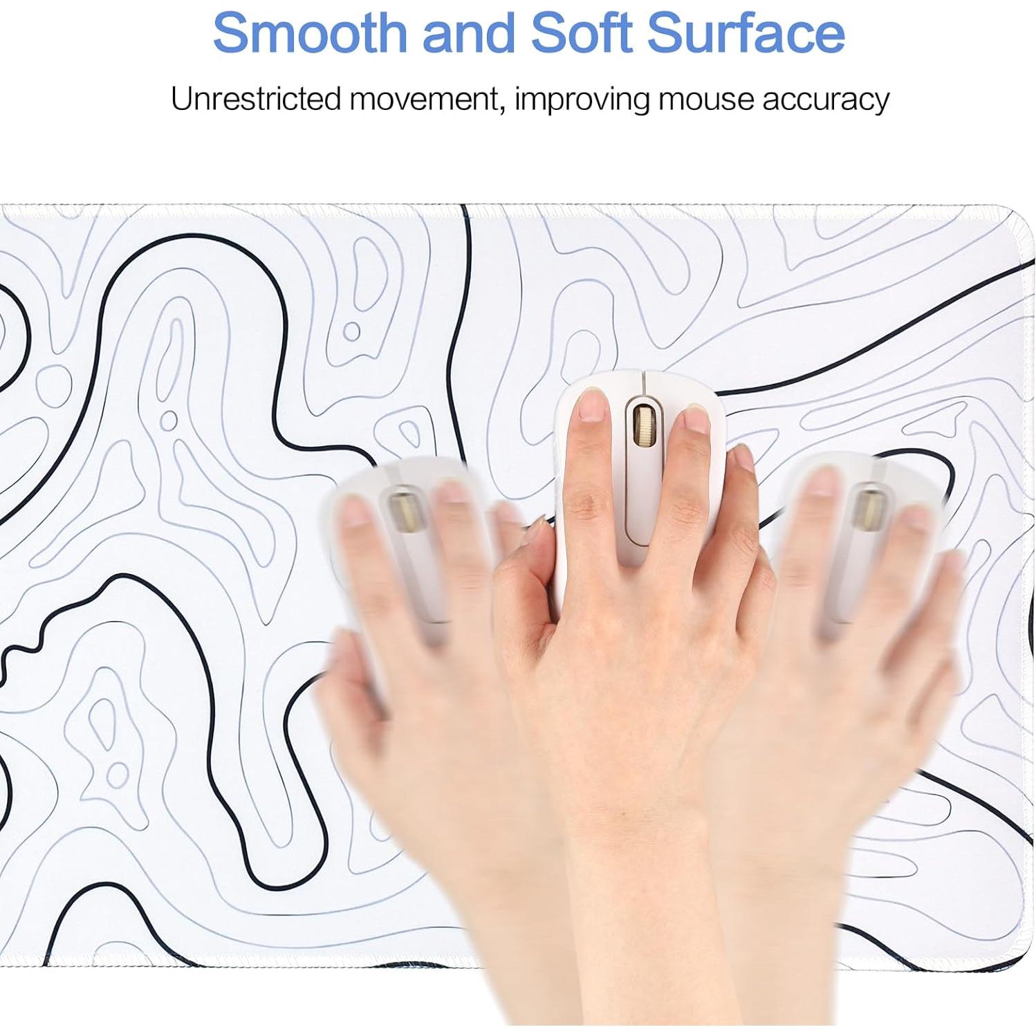 Alfombrilla de Ratón Grande ZXUZKEA Topográfica Blanca 80x30cm