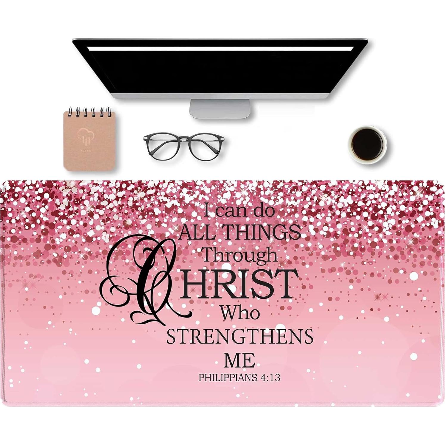 Alfombrilla de escritorio grande Apottwal rosa antideslizante 80x40cm