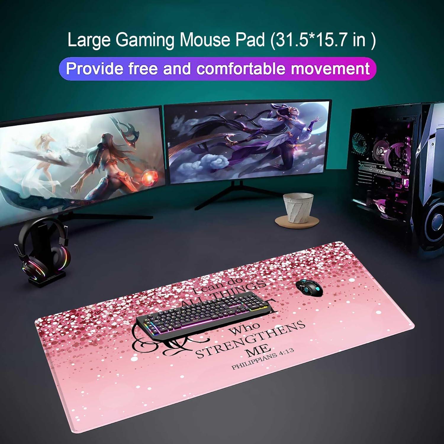 Alfombrilla de escritorio grande Apottwal rosa antideslizante 80x40cm