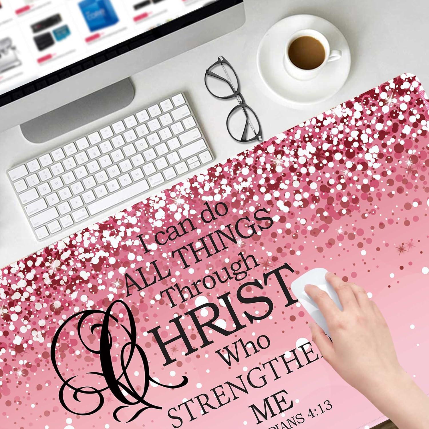 Alfombrilla de escritorio grande Apottwal rosa antideslizante 80x40cm