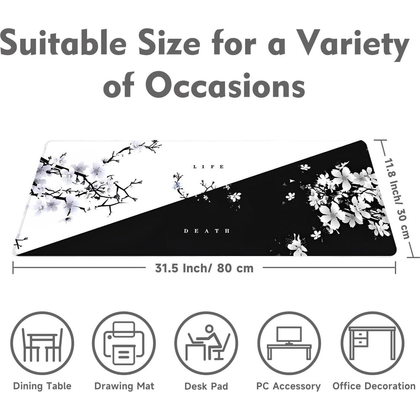 Alfombrilla de Ratón Gaming WENNGEIBORT XL 80x30cm Flor de Cerezo