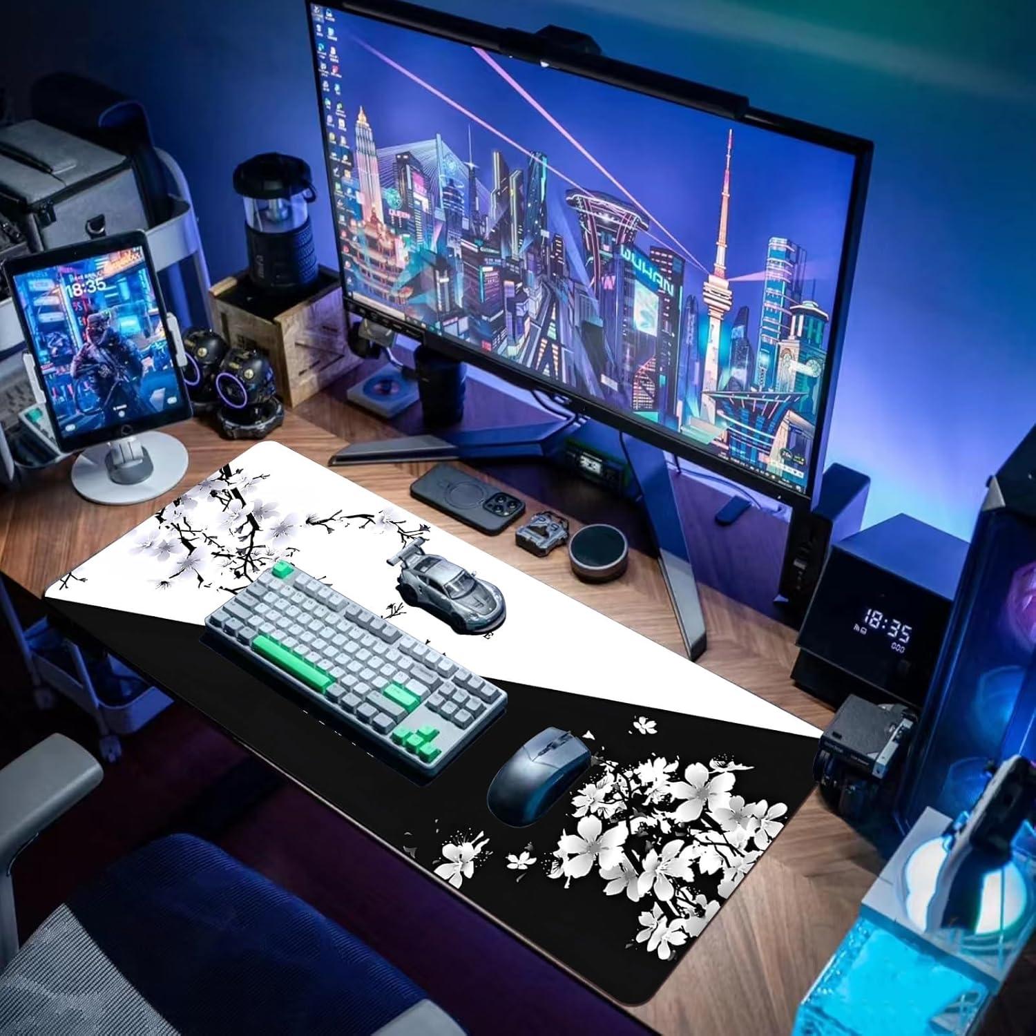 Alfombrilla de Ratón Gaming WENNGEIBORT XL 80x30cm Flor de Cerezo