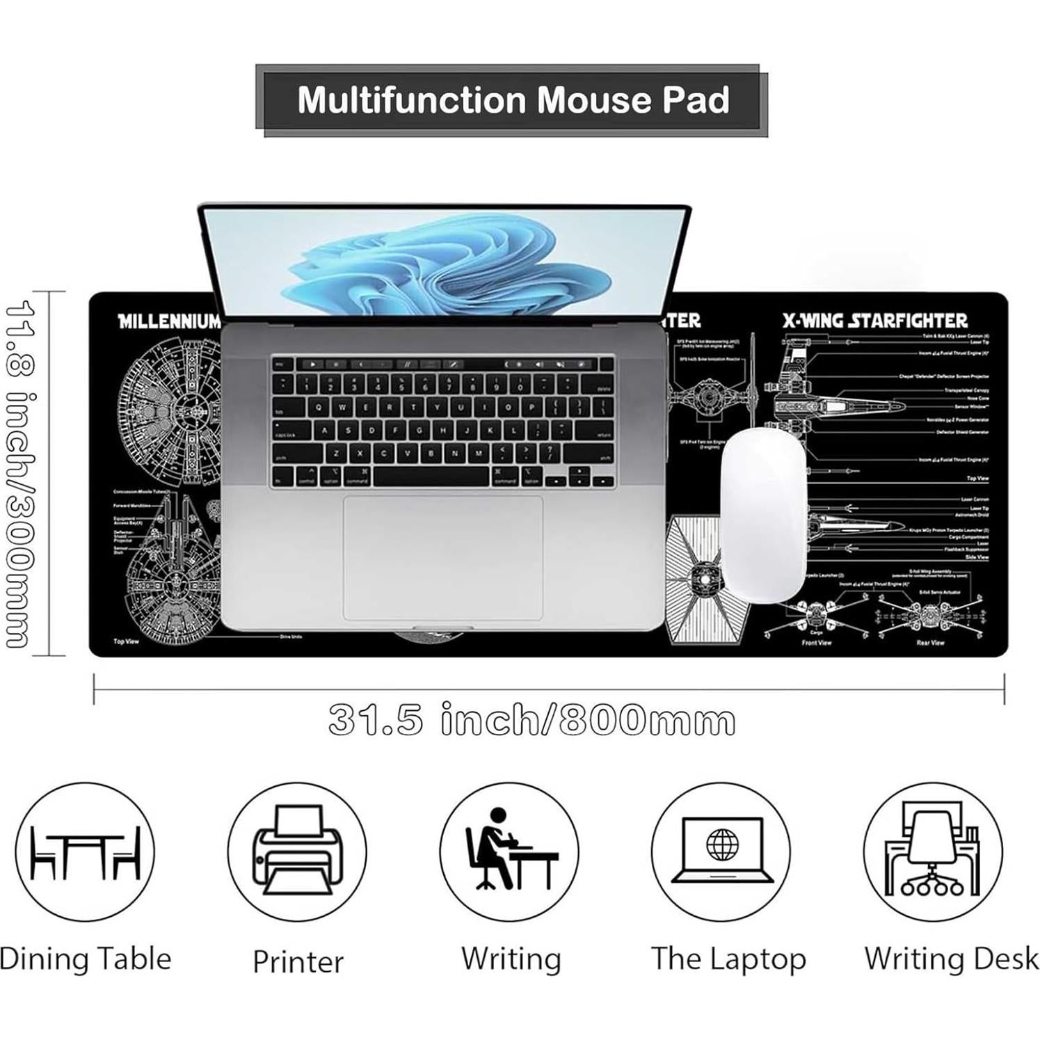 Alfombrilla de Ratón Grande GZESZT 80x30 cm Antideslizante