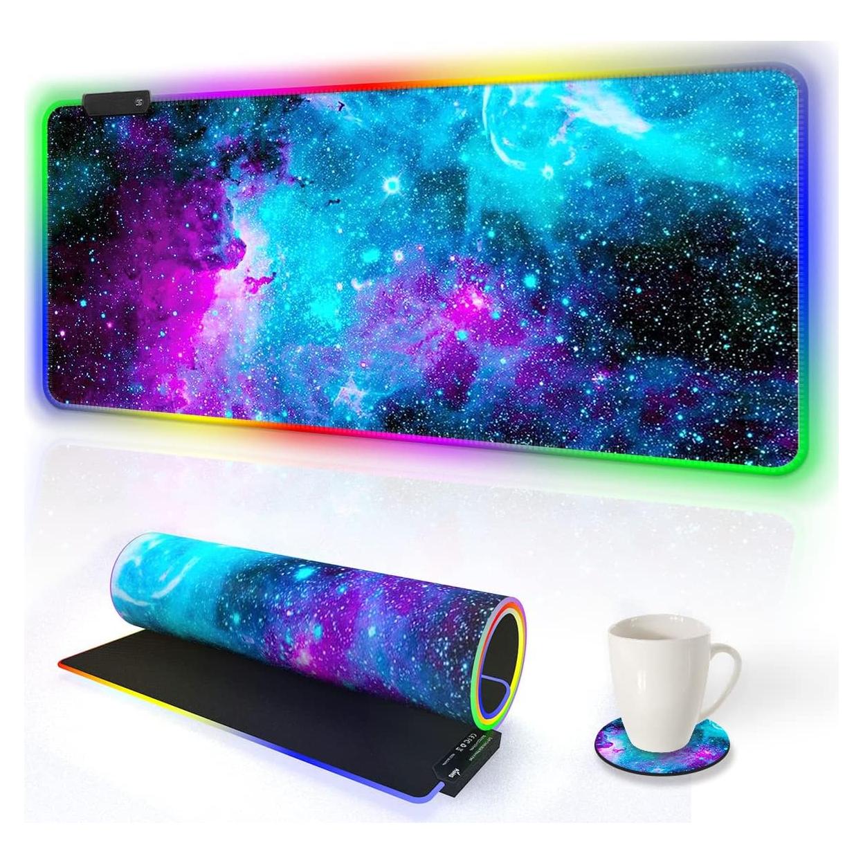 Alfombrilla de Ratón Gaming RGB AIMSA Grande 90x40cm Nebulosa