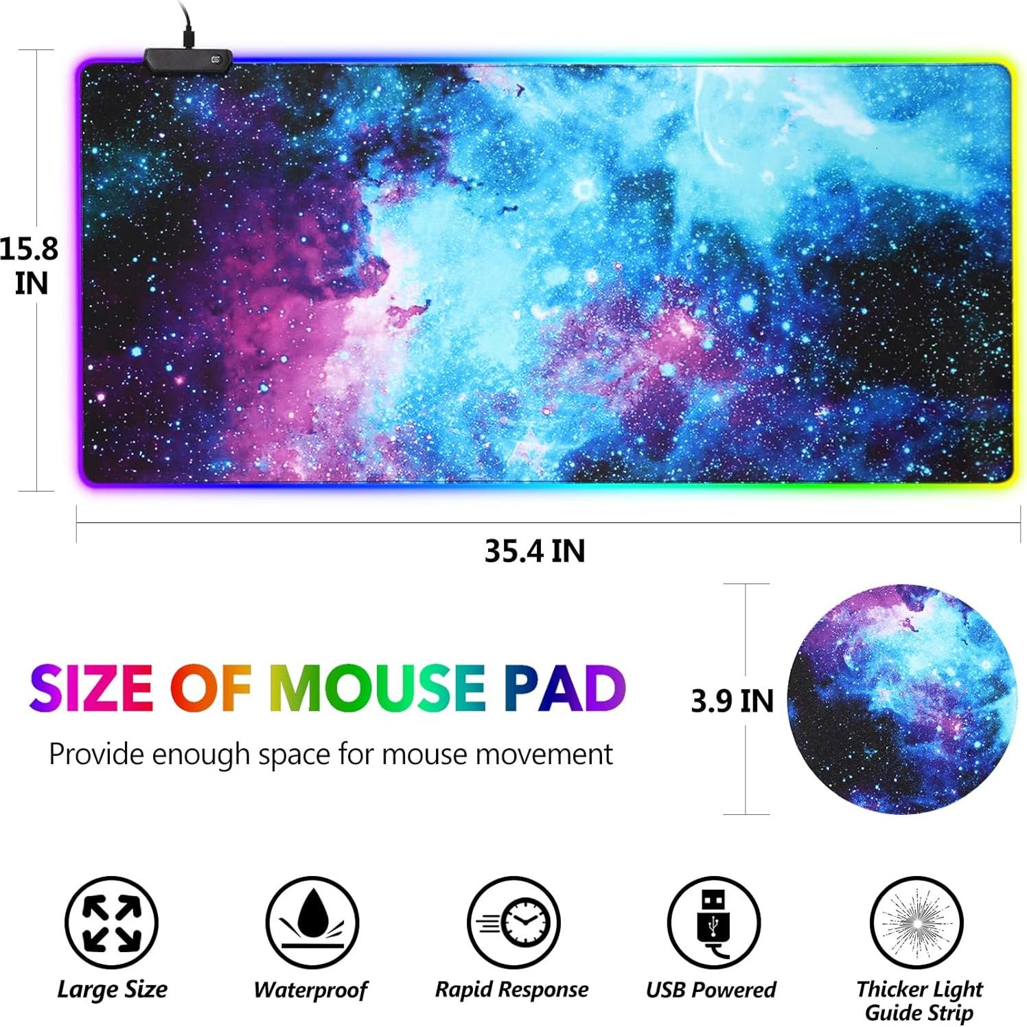 Alfombrilla de Ratón Gaming RGB AIMSA Grande 90x40cm Nebulosa