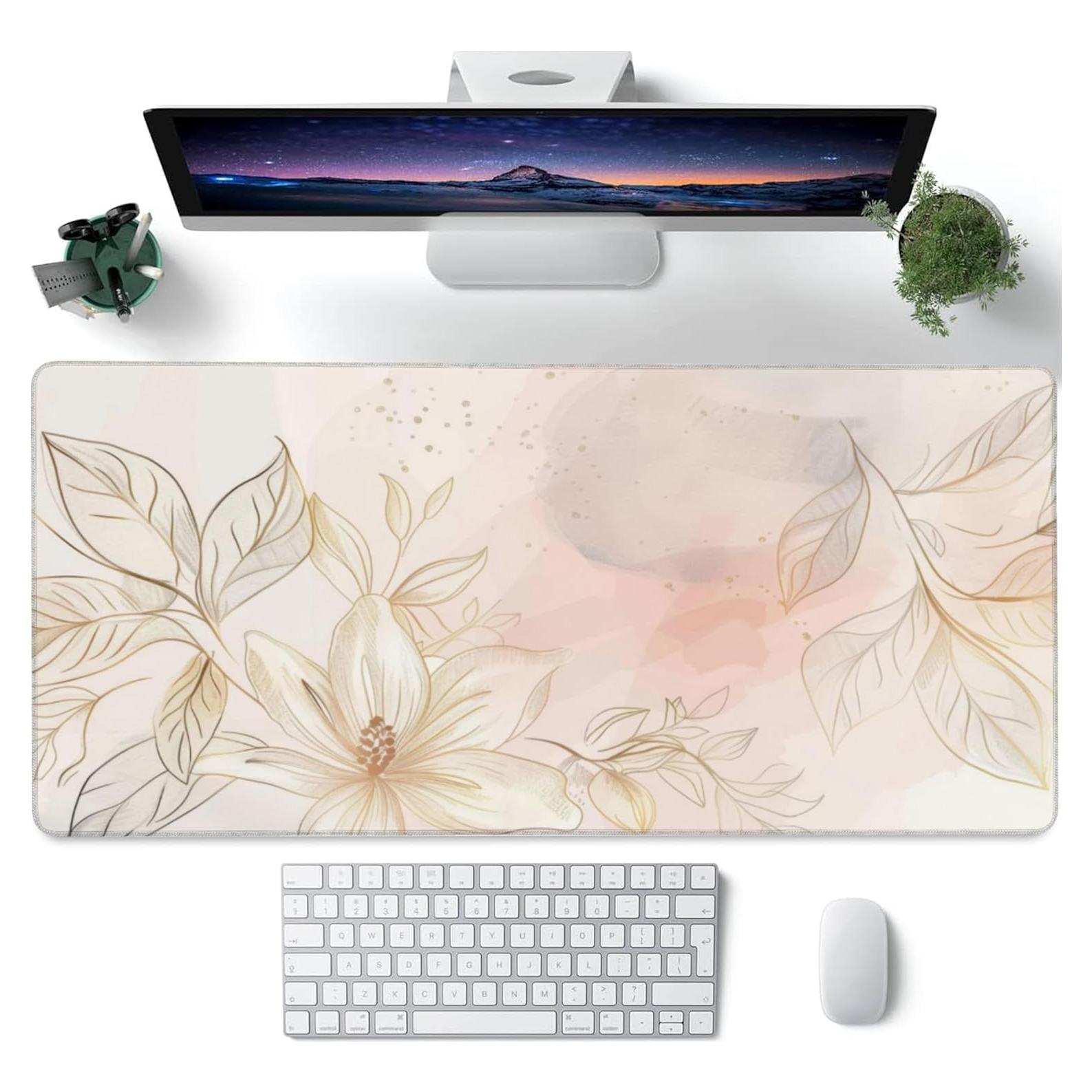 Alfombrilla de Escritorio XXL Gnhkmw Floral Antideslizante 90x40cm