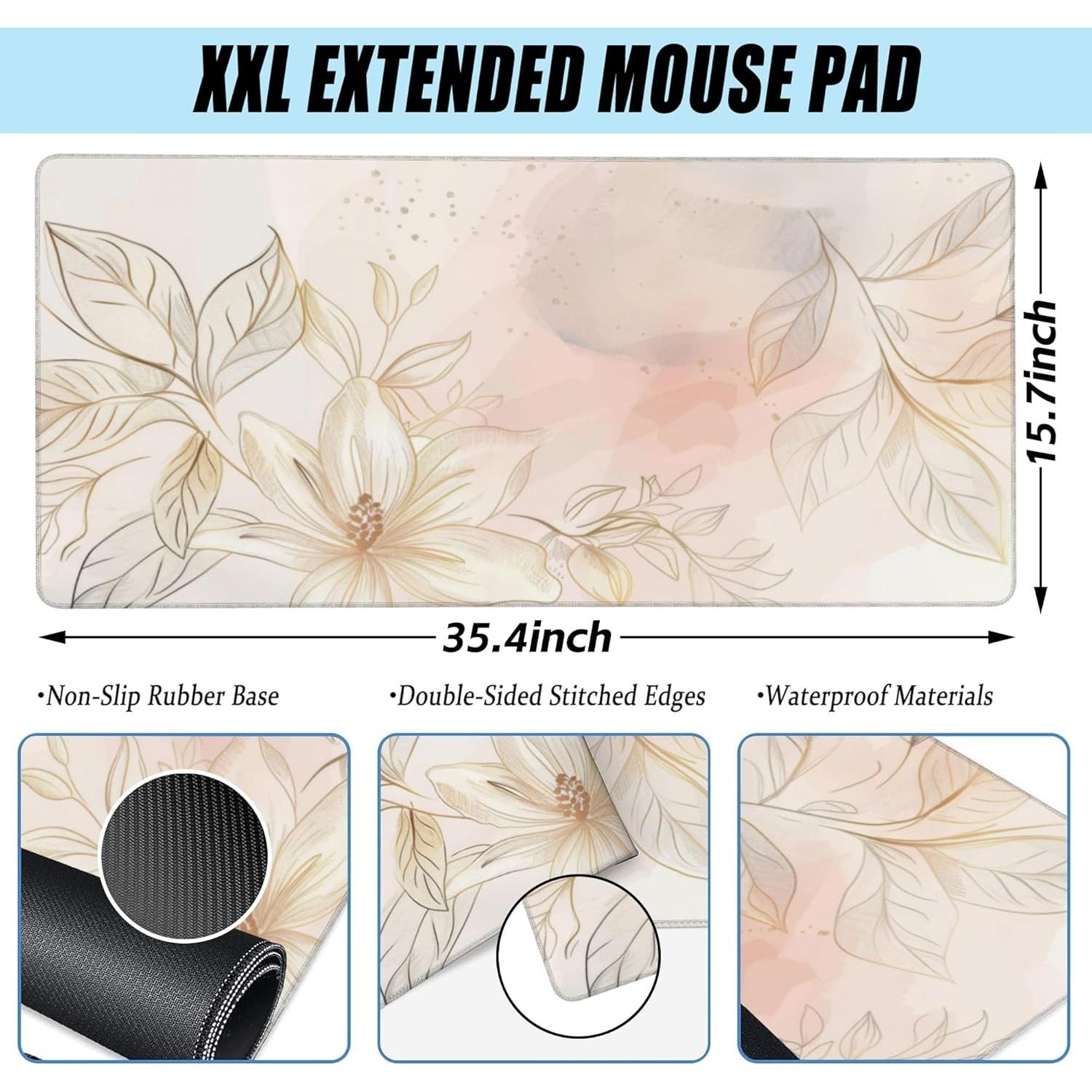 Alfombrilla de Escritorio XXL Gnhkmw Floral Antideslizante 90x40cm