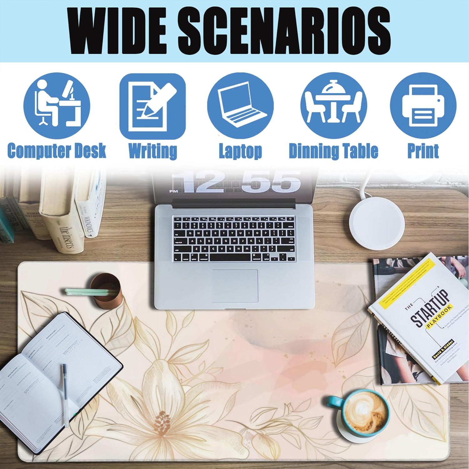 Alfombrilla de Escritorio XXL Gnhkmw Floral Antideslizante 90x40cm