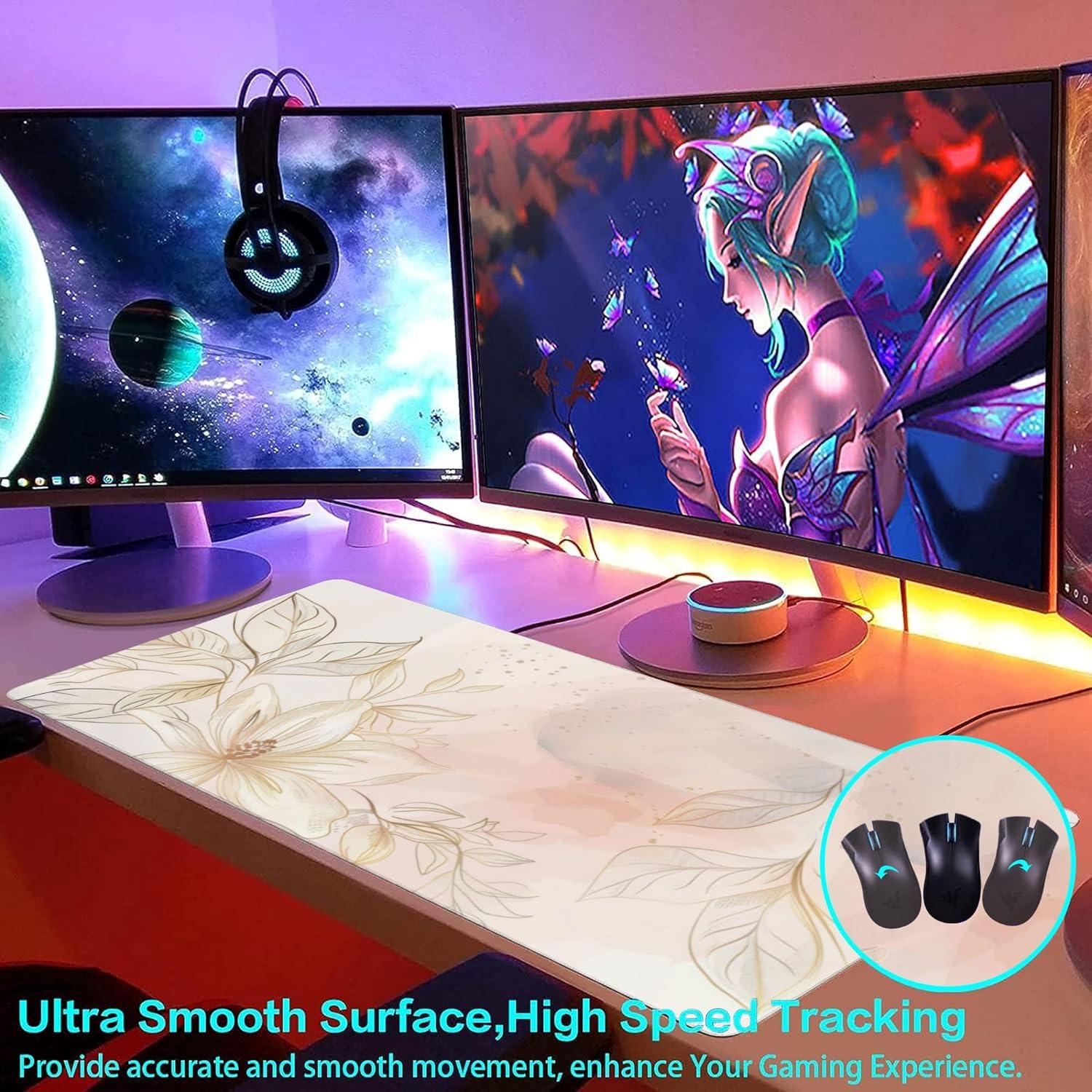 Alfombrilla de Escritorio XXL Gnhkmw Floral Antideslizante 90x40cm