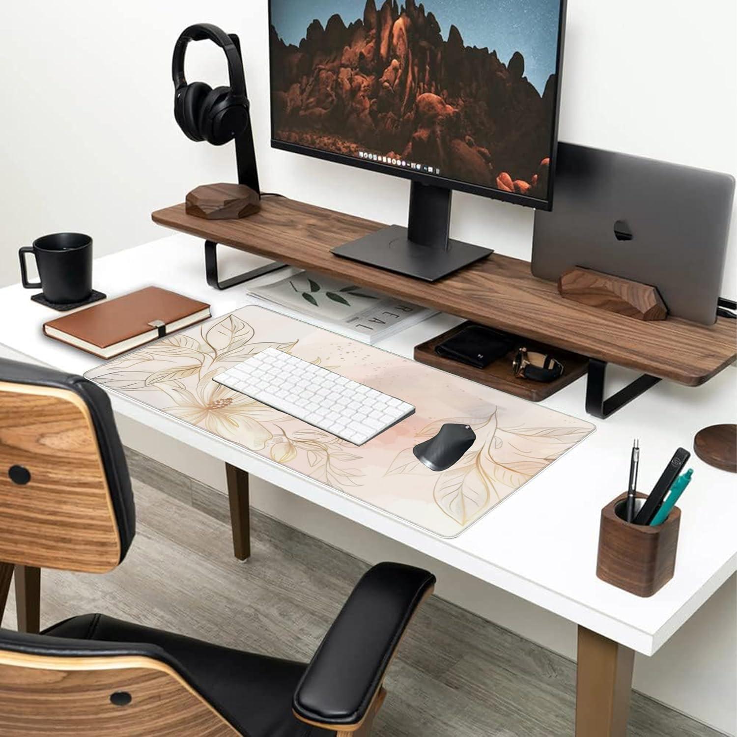 Alfombrilla de Escritorio XXL Gnhkmw Floral Antideslizante 90x40cm