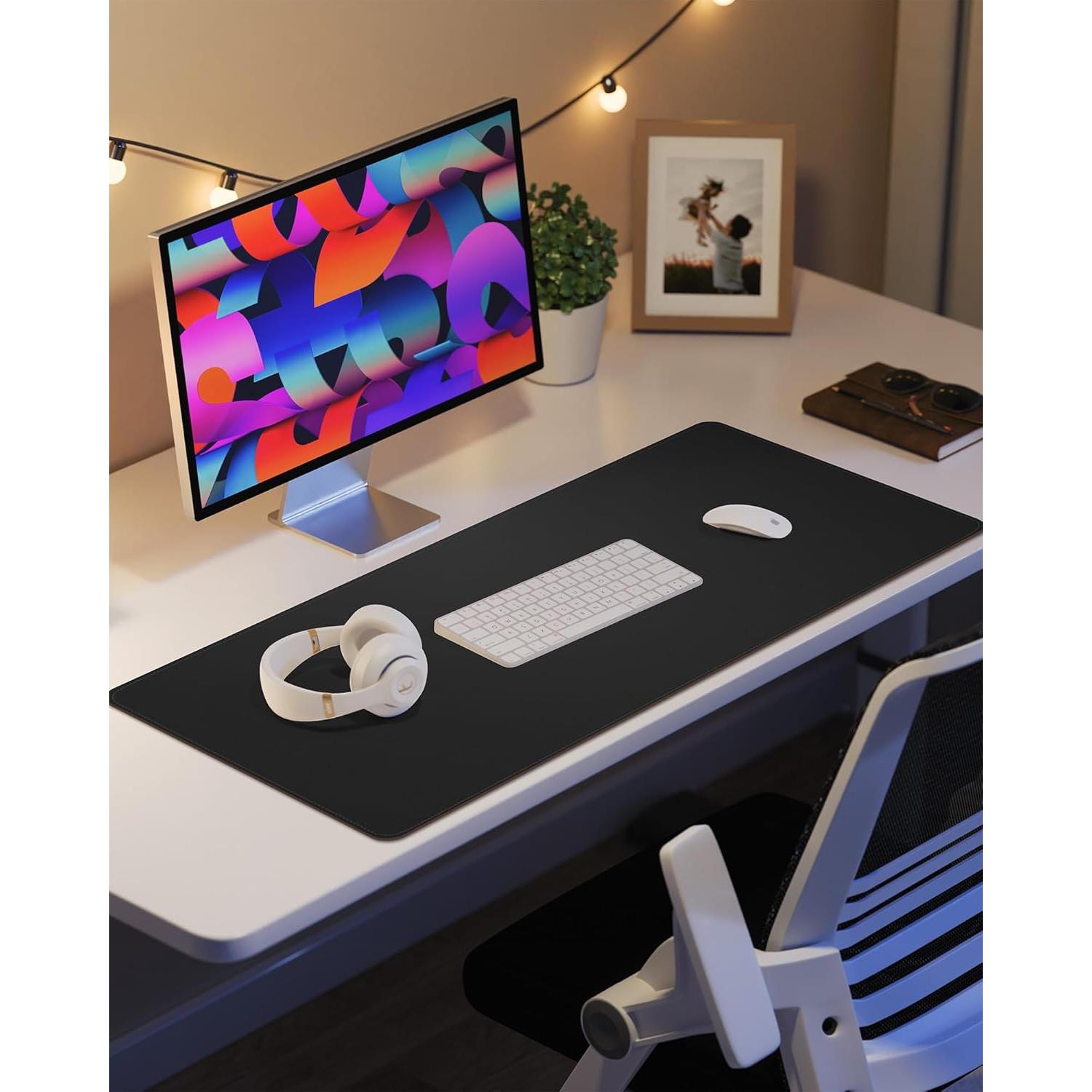 Alfombrilla de Escritorio AFIING Cuero PU Antideslizante 80x40cm