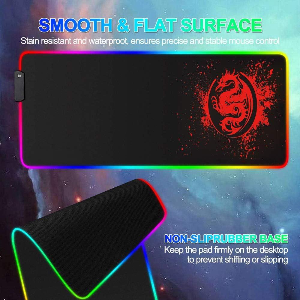 Alfombrilla de Teclado y Ratón RGB Trvaago 80x30cm Rojo