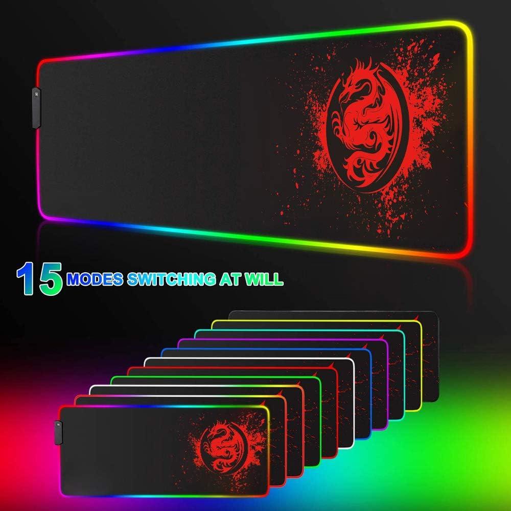 Alfombrilla de Teclado y Ratón RGB Trvaago 80x30cm Rojo