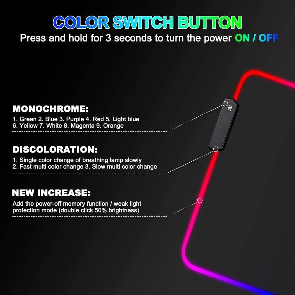 Alfombrilla de Teclado y Ratón RGB Trvaago 80x30cm Rojo