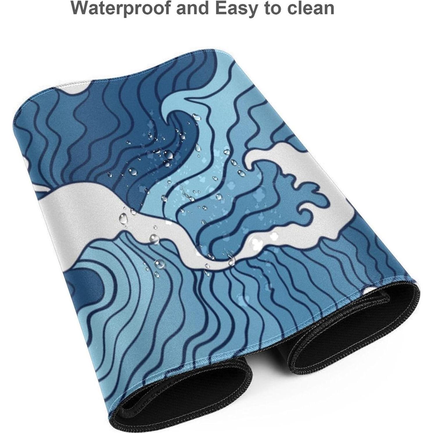 Alfombrilla de Ratón XL JUBC Azul y Blanca 80x30 cm Antideslizante