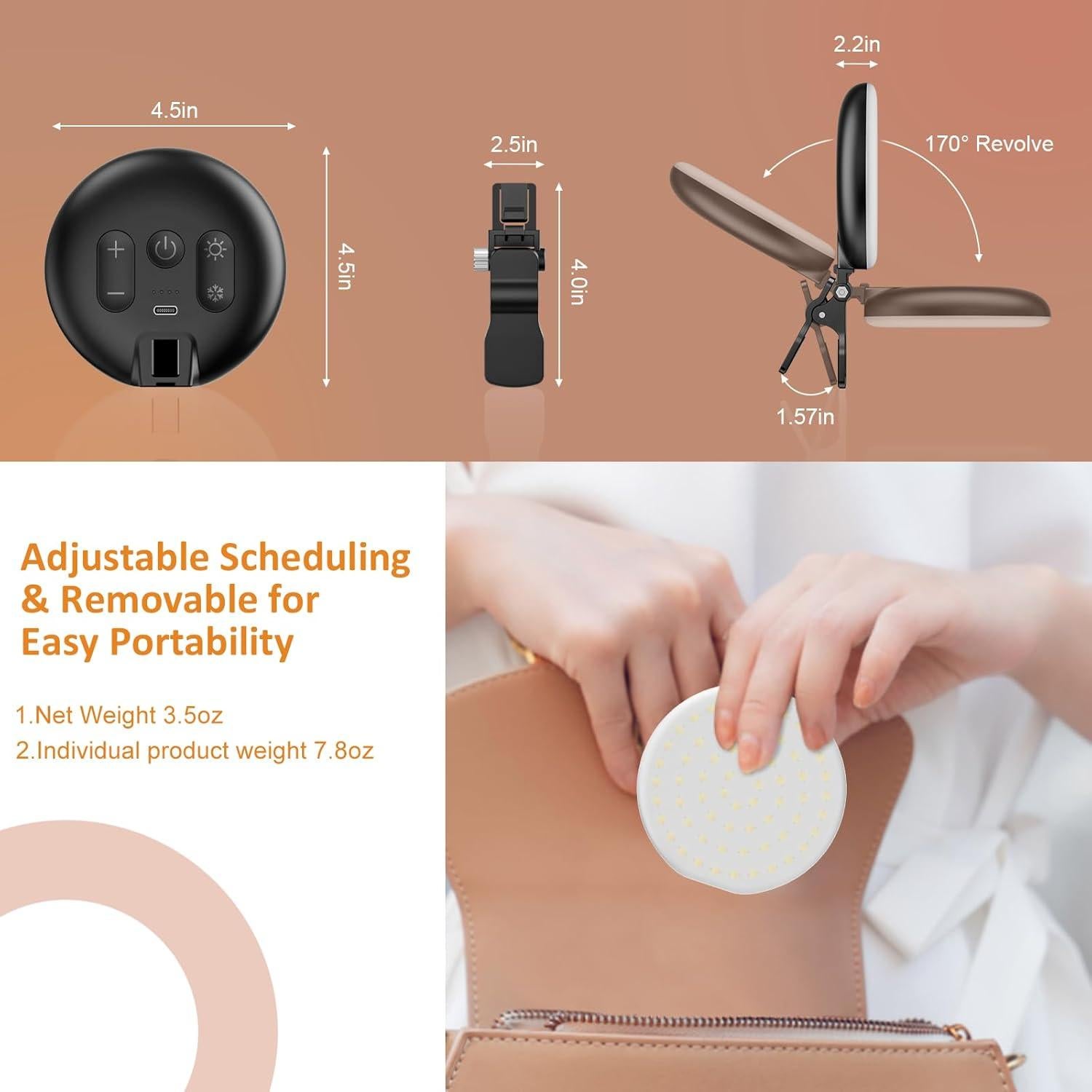 Luz de Anillo LED Anautin D6 2500-6500K Recargable Negro