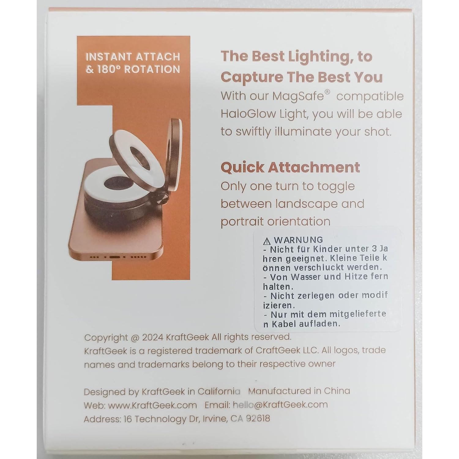 Luz de Selfie Magnética KraftGeek para iPhone MagSafe Blanca