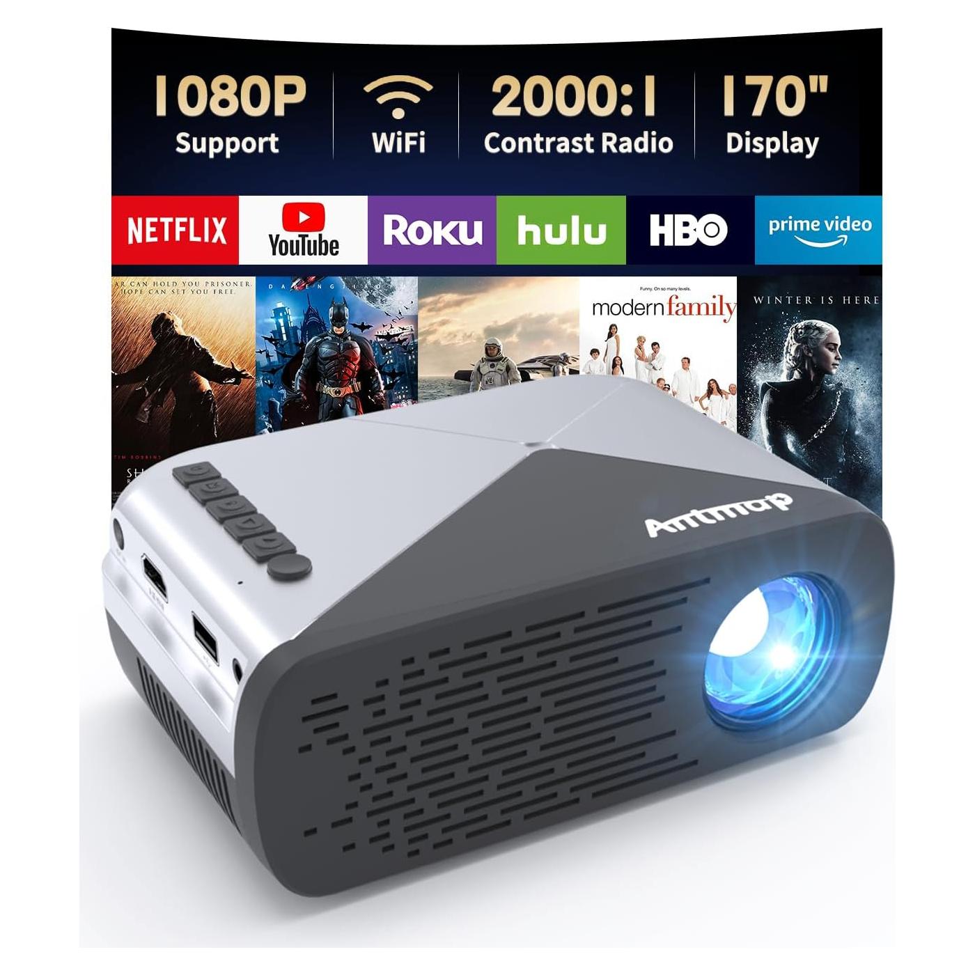 Mini Proyector Antmap 1080P Inalámbrico para iPhone y Android