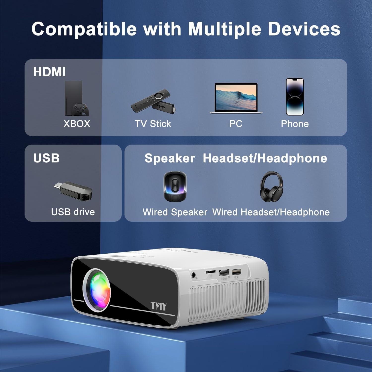 Proyector TMY Mini Nativo 1080P WiFi Bluetooth Portátil