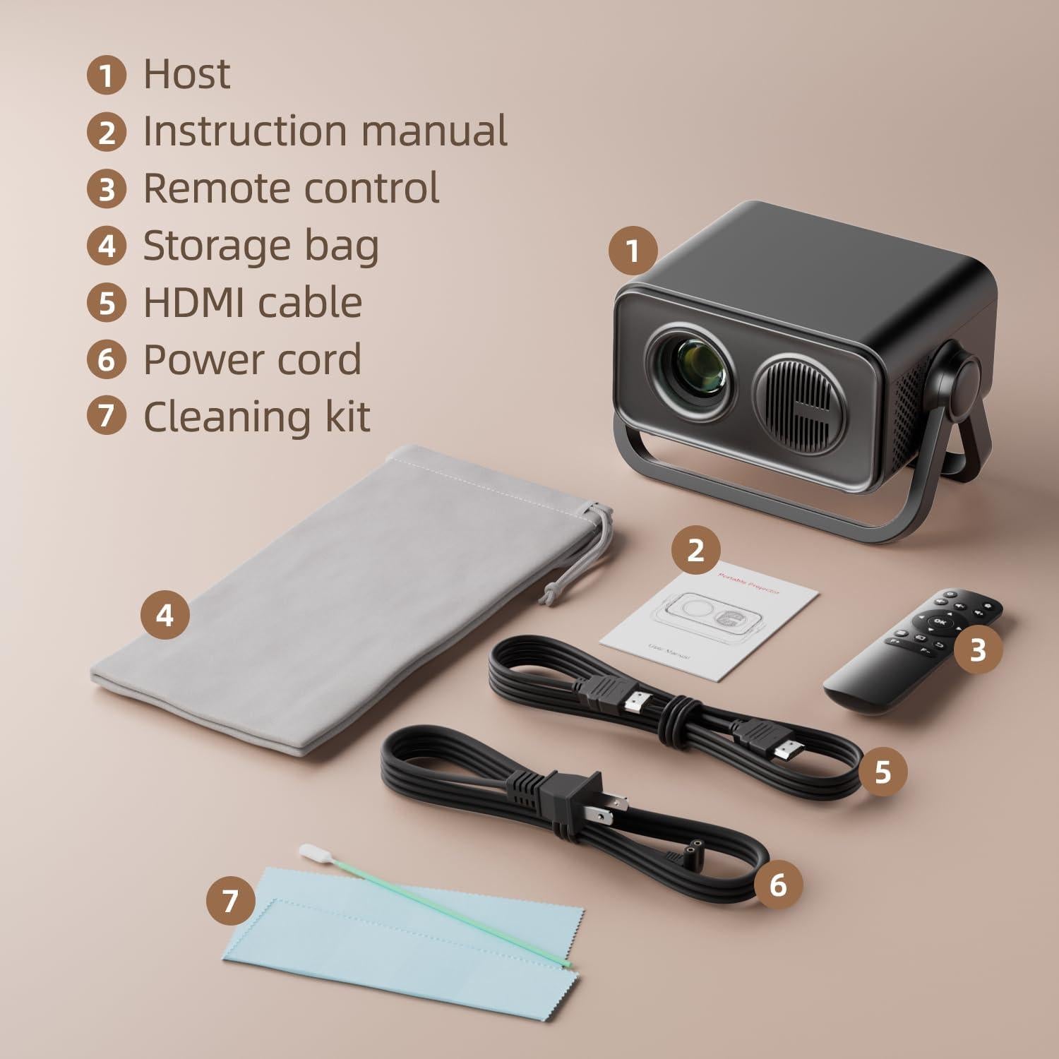 Proyector portátil BKZ V18 1080P Bluetooth 5.4 ajuste automático