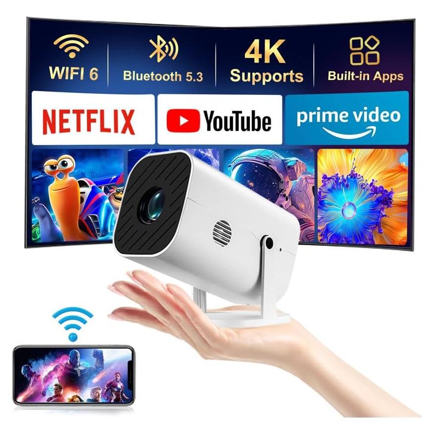 Proyector Mini YGSKK Nativo 1080P Wi-Fi 6 Bluetooth 5.3