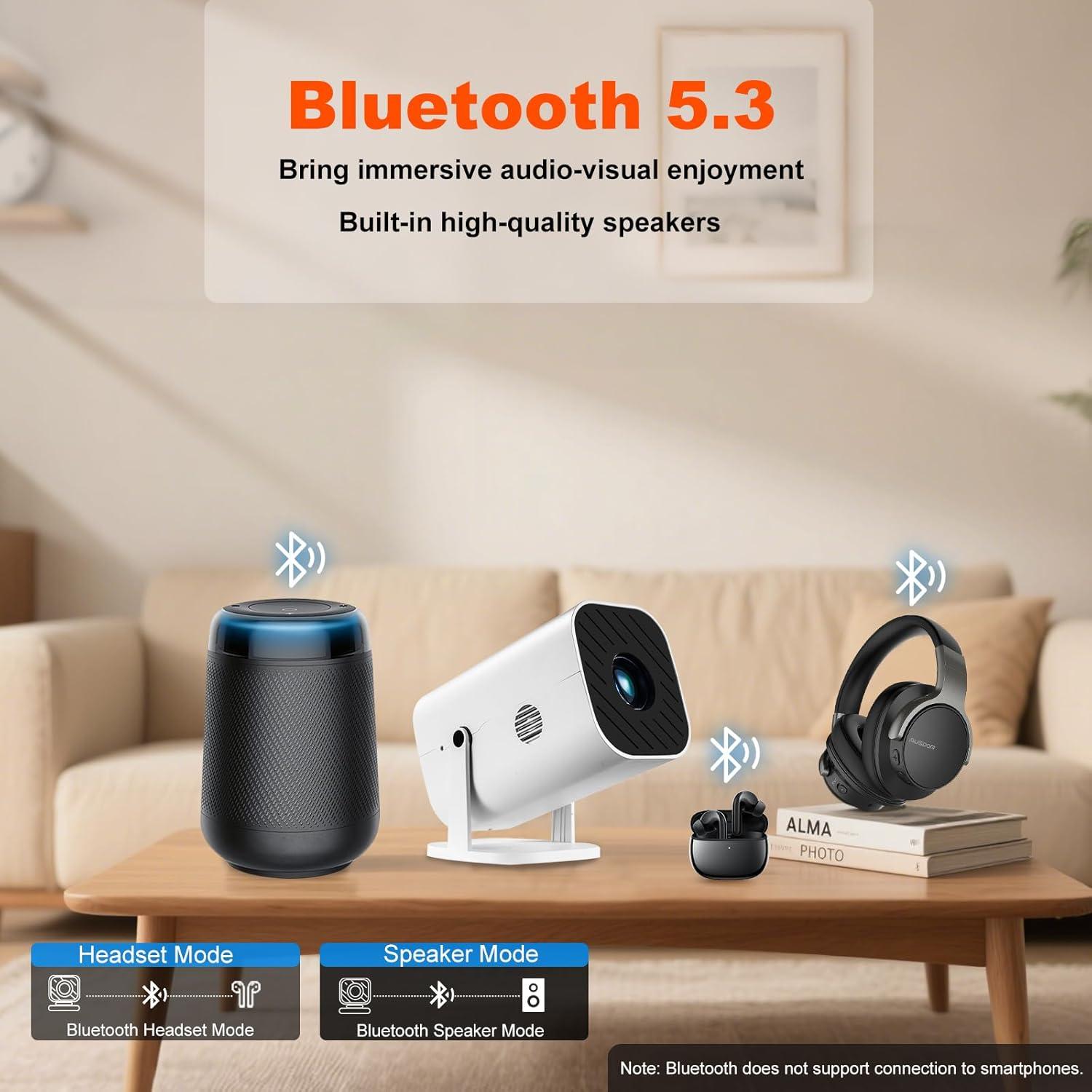 Proyector Mini YGSKK Nativo 1080P Wi-Fi 6 Bluetooth 5.3