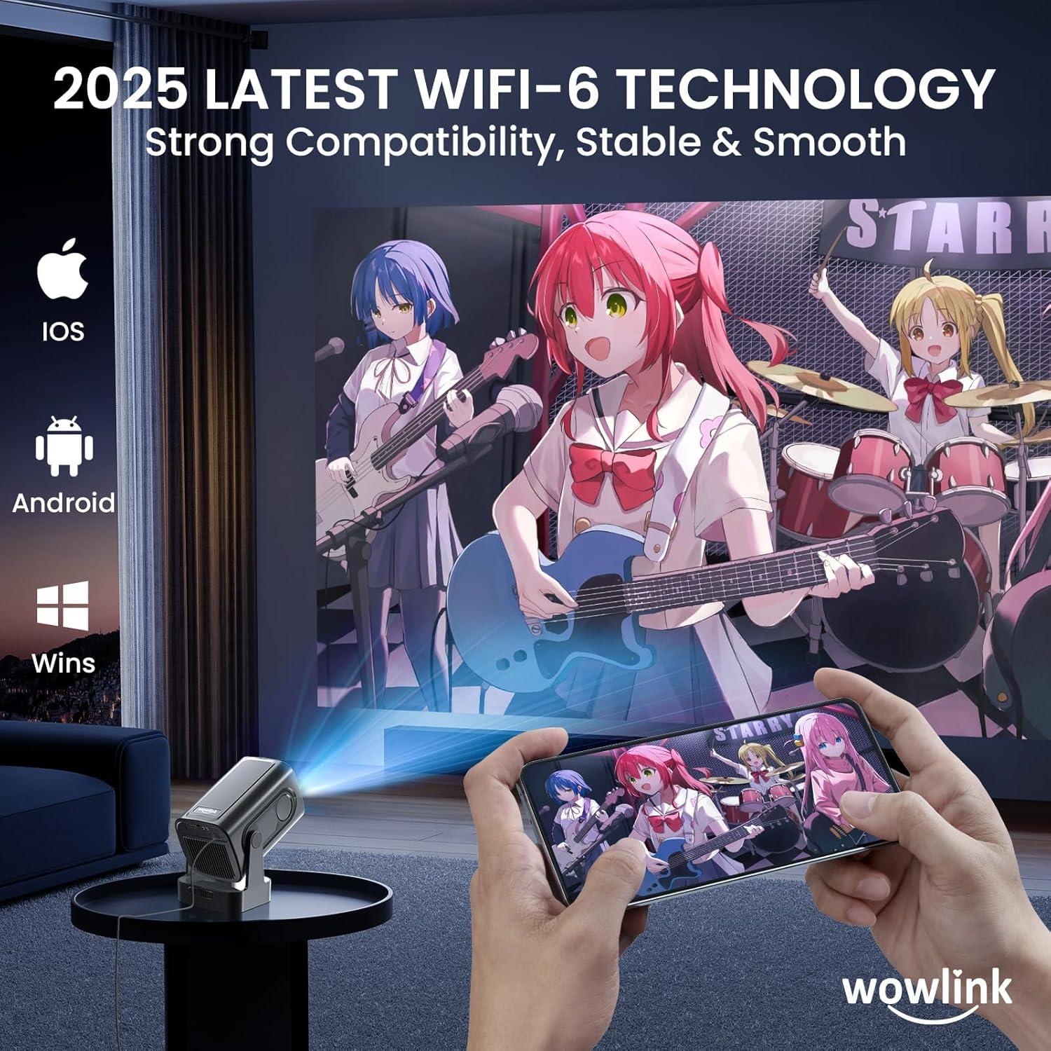 Proyector Mini Portátil Wowlink W206 1080P WiFi 6 Bluetooth 5.4