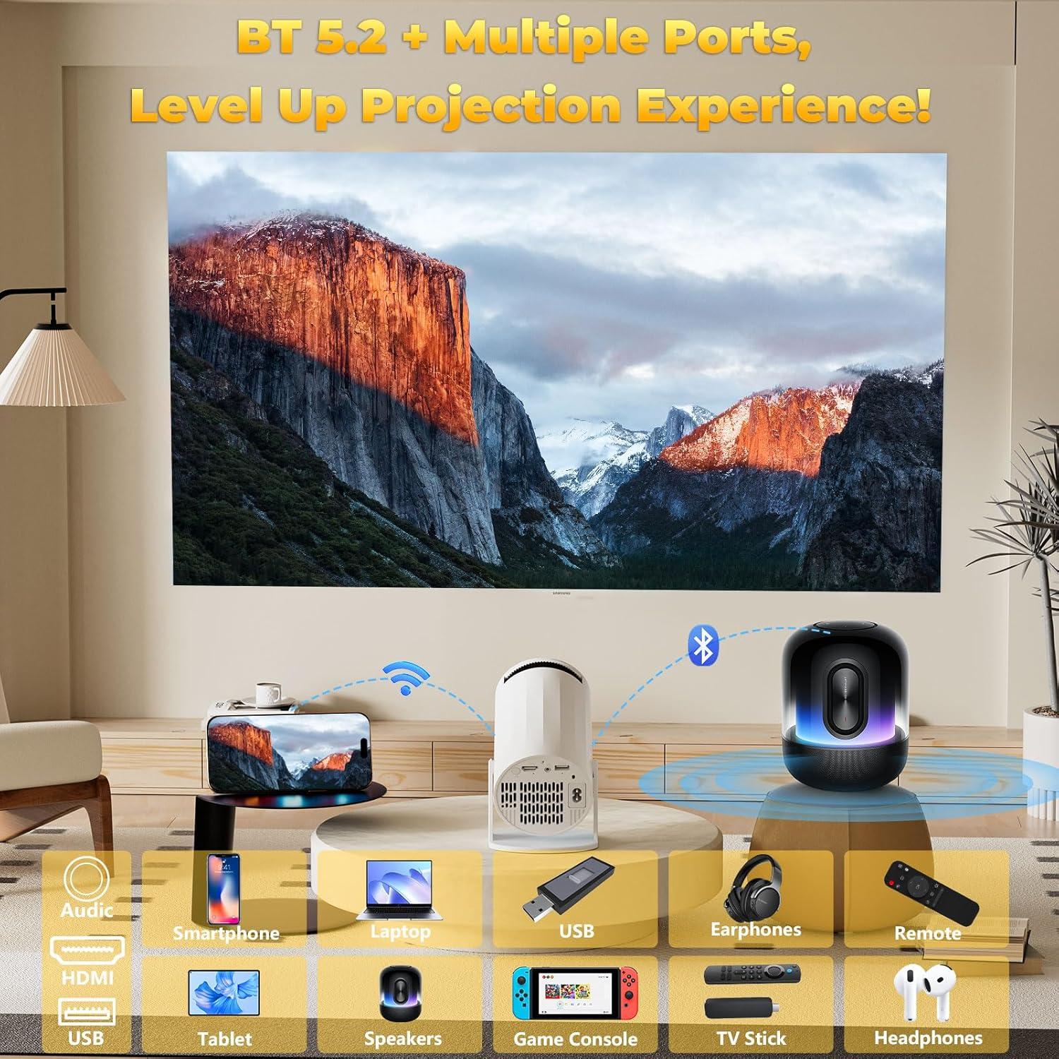 Proyector Portátil XBJ LXPT001 1080P WiFi Bluetooth Blanco