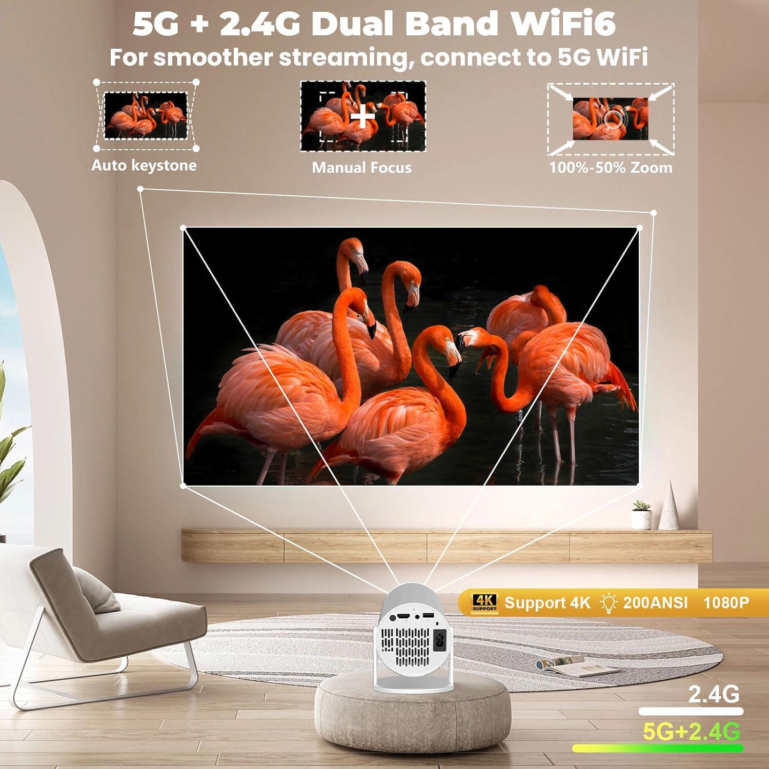 Proyector Portátil XBJ LXPT001 1080P WiFi Bluetooth Blanco