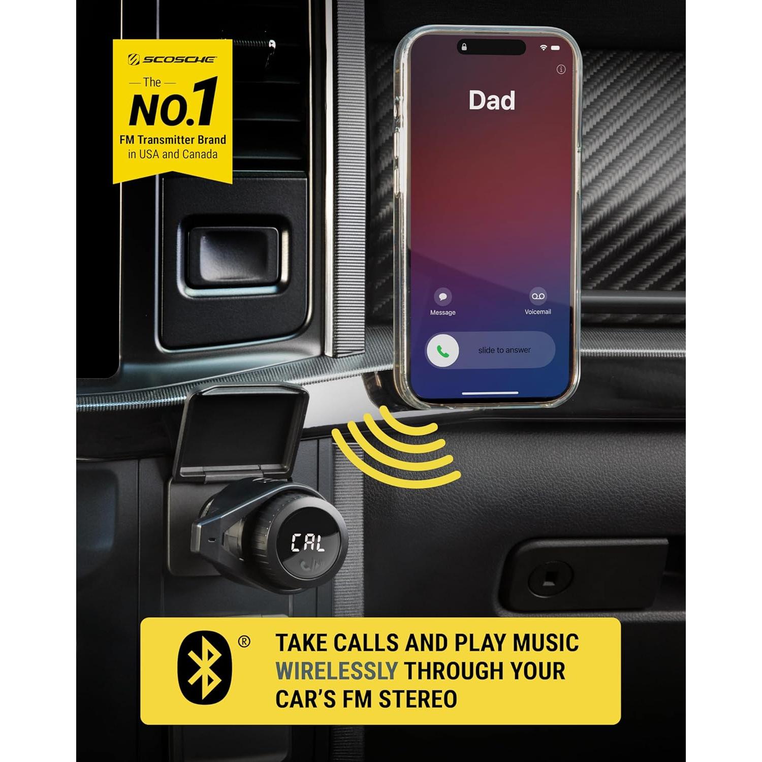 Transmisor FM Bluetooth Scosche BTFM9 para coche, carga USB-C