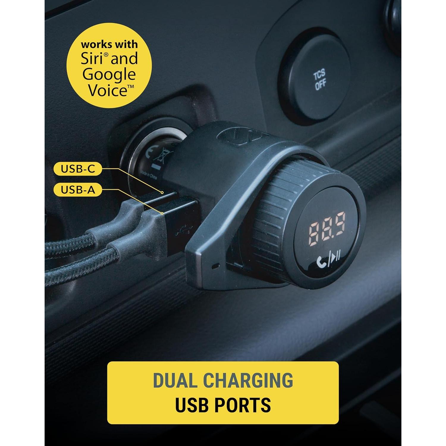 Transmisor FM Bluetooth Scosche BTFM9 para coche, carga USB-C