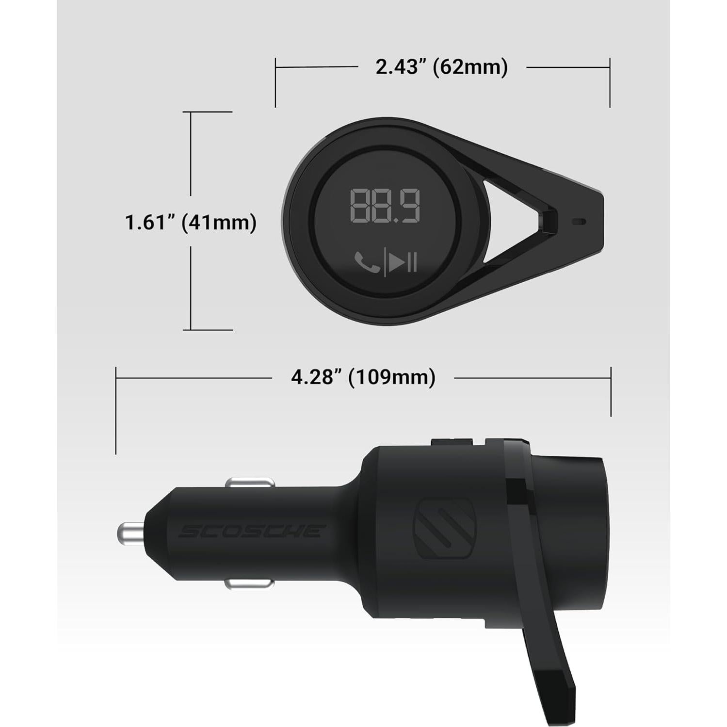 Transmisor FM Bluetooth Scosche BTFM9 para coche, carga USB-C