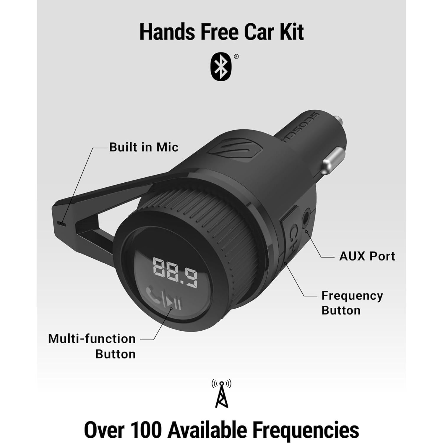 Transmisor FM Bluetooth Scosche BTFM9 para coche, carga USB-C