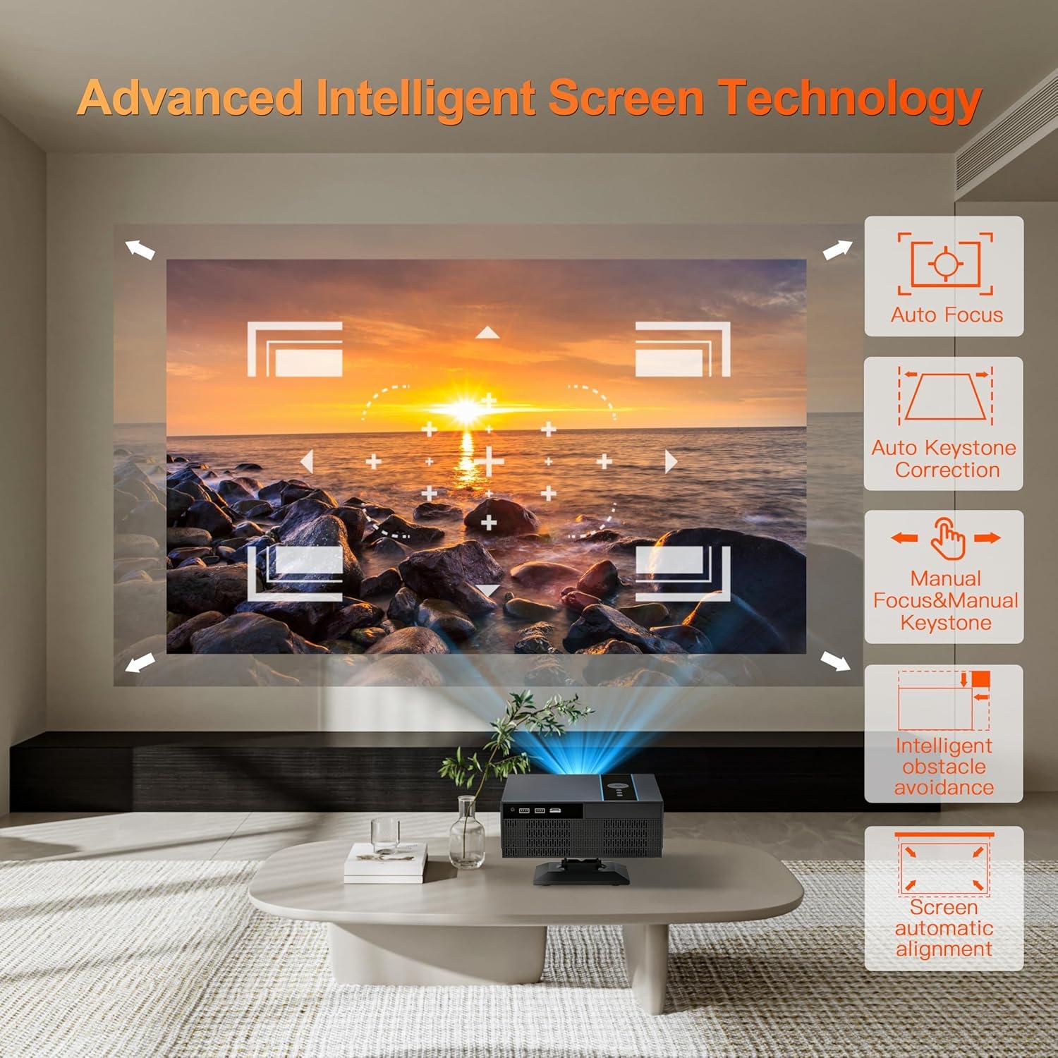 Proyector Inteligente Arvitek 1080P WiFi Bluetooth Soporte 360°