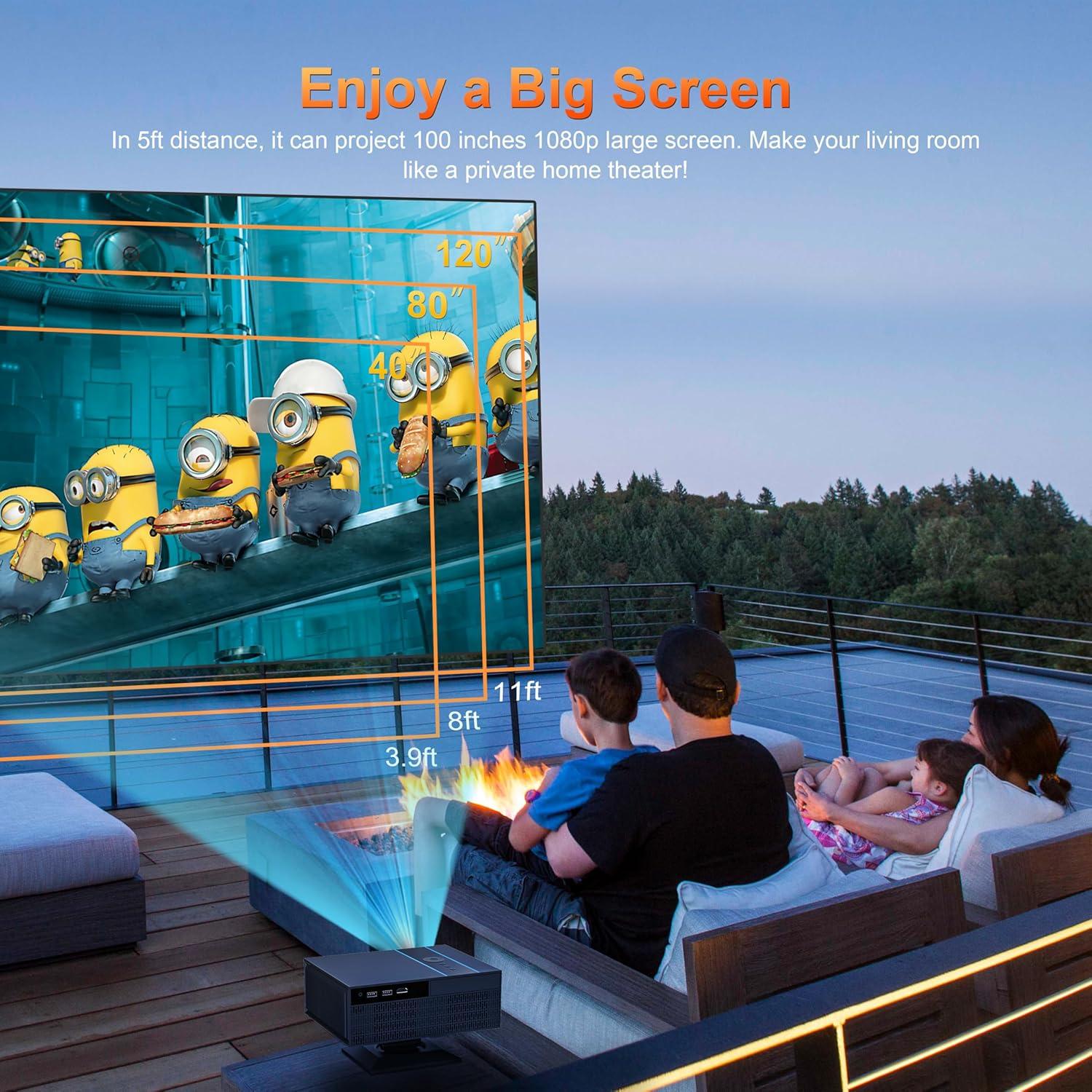 Proyector Inteligente Arvitek 1080P WiFi Bluetooth Soporte 360°