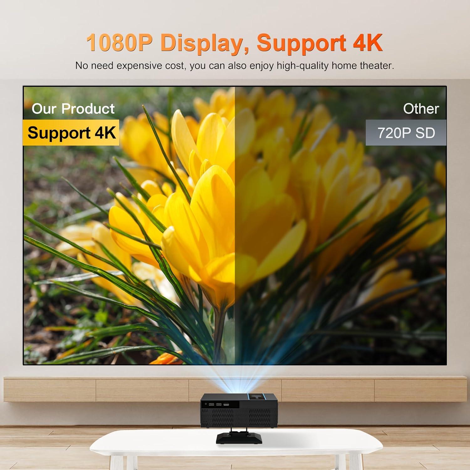 Proyector Inteligente Arvitek 1080P WiFi Bluetooth Soporte 360°