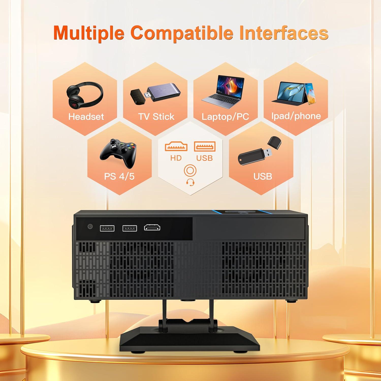 Proyector Inteligente Arvitek 1080P WiFi Bluetooth Soporte 360°