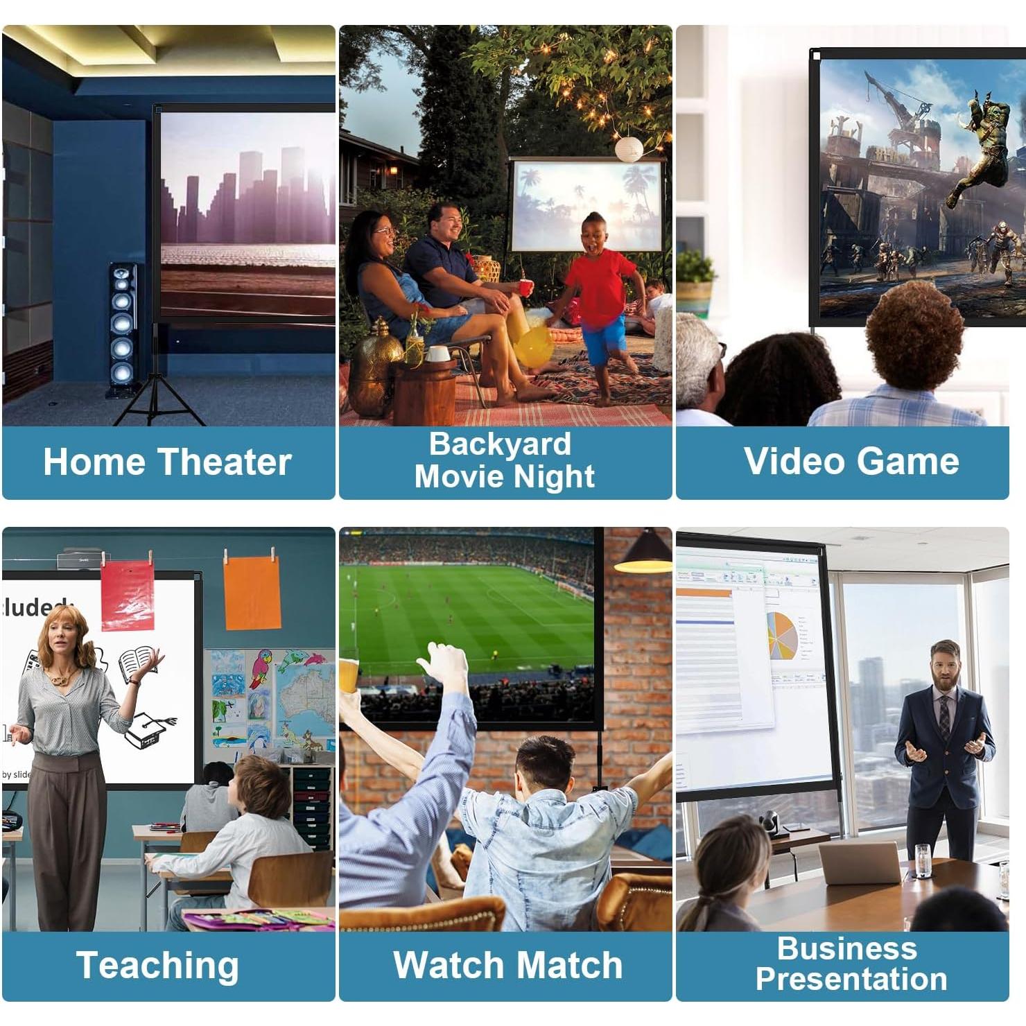 Pantalla de Proyector Towond 120" Plegable HD 16:9 con Soporte