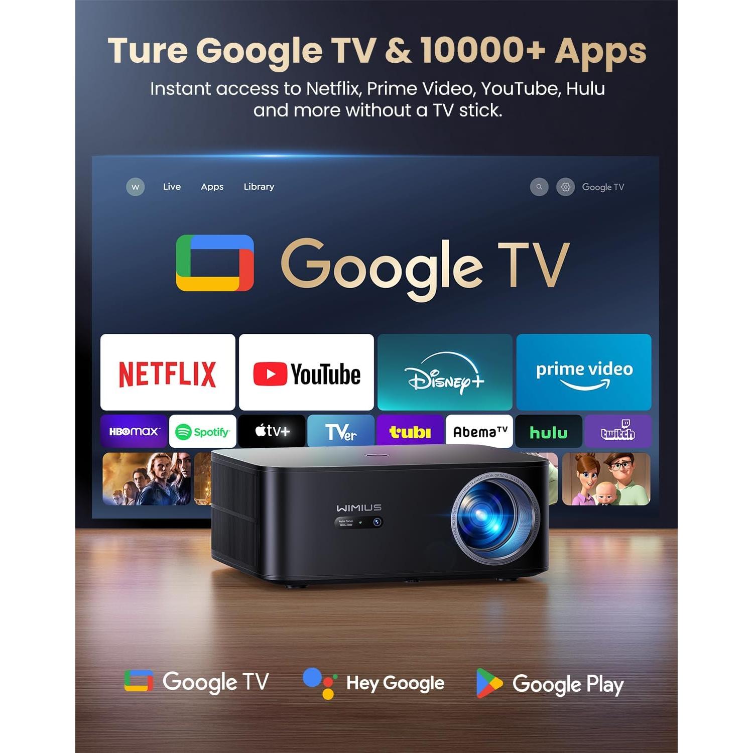 Proyector WiMiUS K13 4K Inteligente con Google TV y Wi-Fi 6